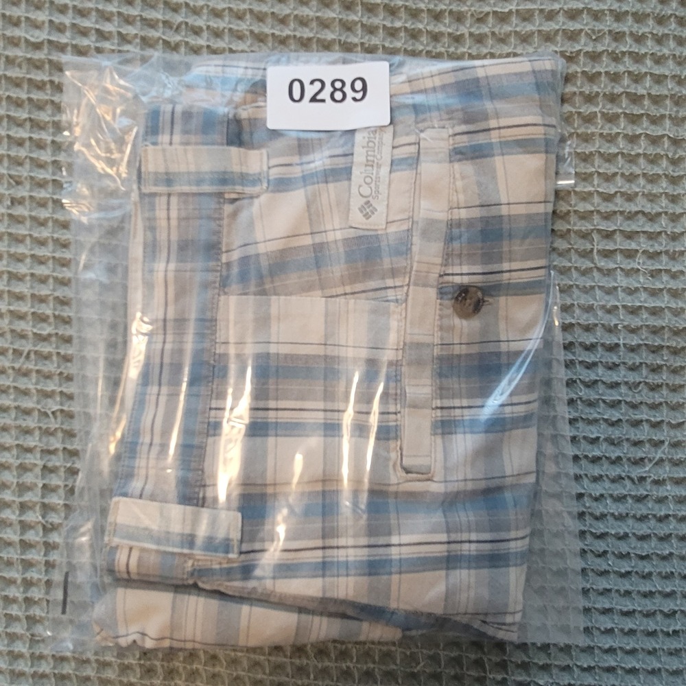Columbia Plaid Shorts Mens 34 Blue Tan Cotton Hiking, Outdoor, Summer‎ AM4472 - Picture 10 of 10